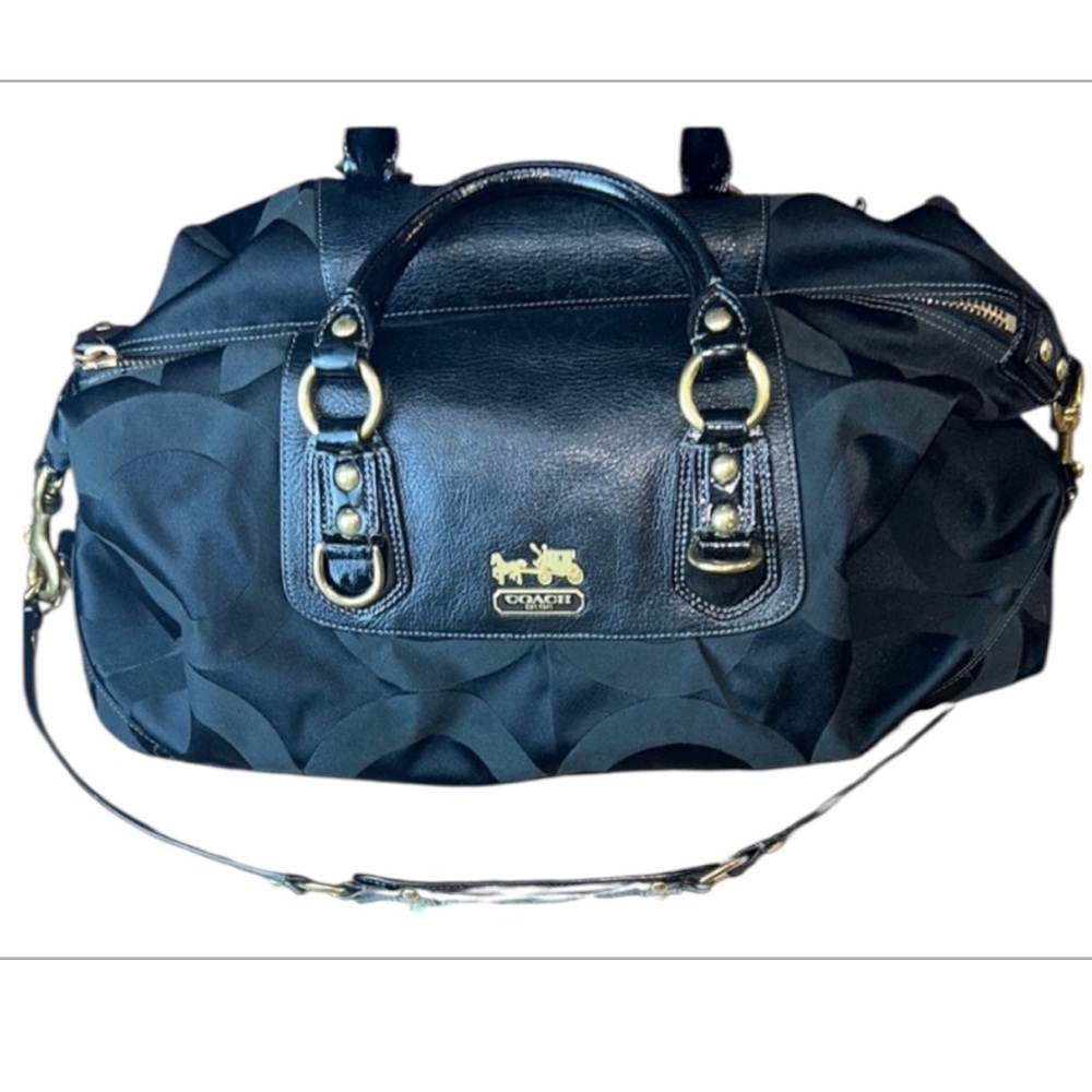 Coach Satchel Black Leather and Canvas Bag